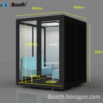 Acoustical office meeting pod for 4 persons